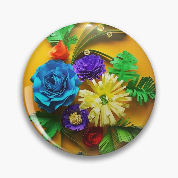 Item preview, Mixed flowers, paper roses, quilled flowers on yellow background (THIS IS A PRINT) designed and sold by folkyouall.