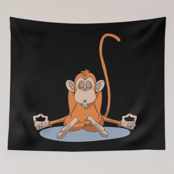 Item preview, Funny monkey with chakra stones in yoga lotus designed and sold by Monkey Ful.