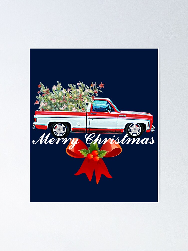 Iron Christmas Old Style Truck with Tree in Antique Blue