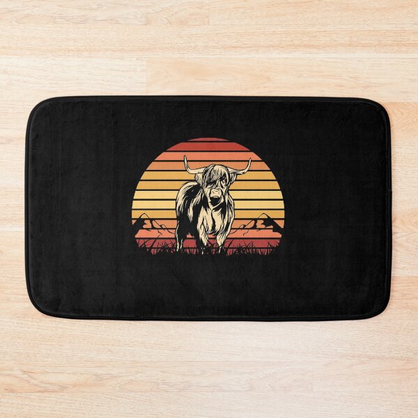 Item preview, Highland Cow In Landscape - Retro Sunset designed and sold by Shirtey.