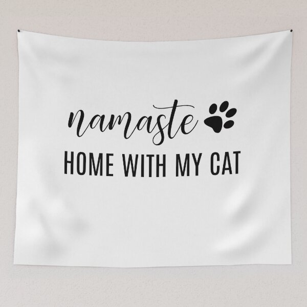 Item preview, Namaste Home With My Cat Black Text designed and sold by ClassySassyCats.