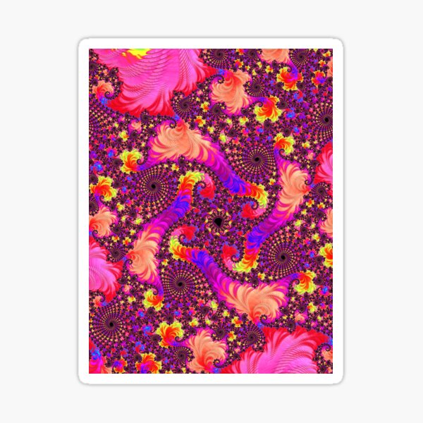 Colorful Vivid Trippy Hippie Spiral Fractal Art Sticker