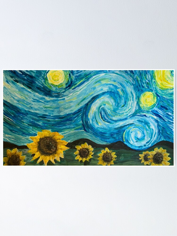 Sunflower Starry Night Painting