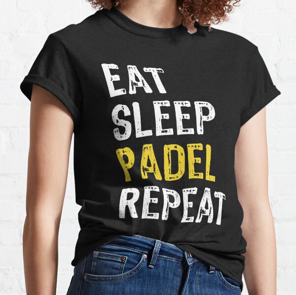 fashwork T-Shirt Divertente Padel Maglietta Padel Eat Sleep Padel Repeat 