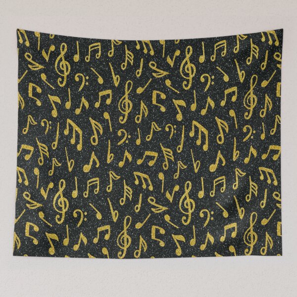 Item preview, black and gold glitter music note pattern designed and sold by virilamissa.