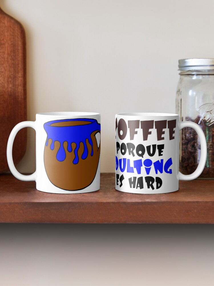 Alternate view of Coffee Porque Adulting Es Hard blue Mug