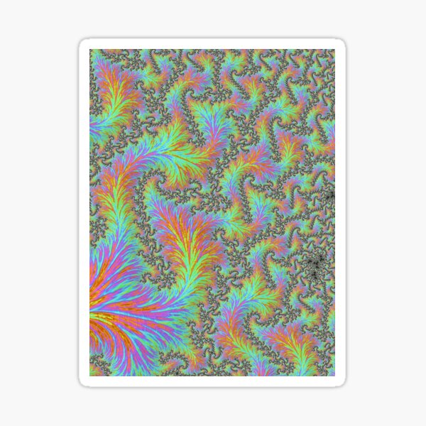 Trippy Groovy Rainbow Branching Fractal Sticker