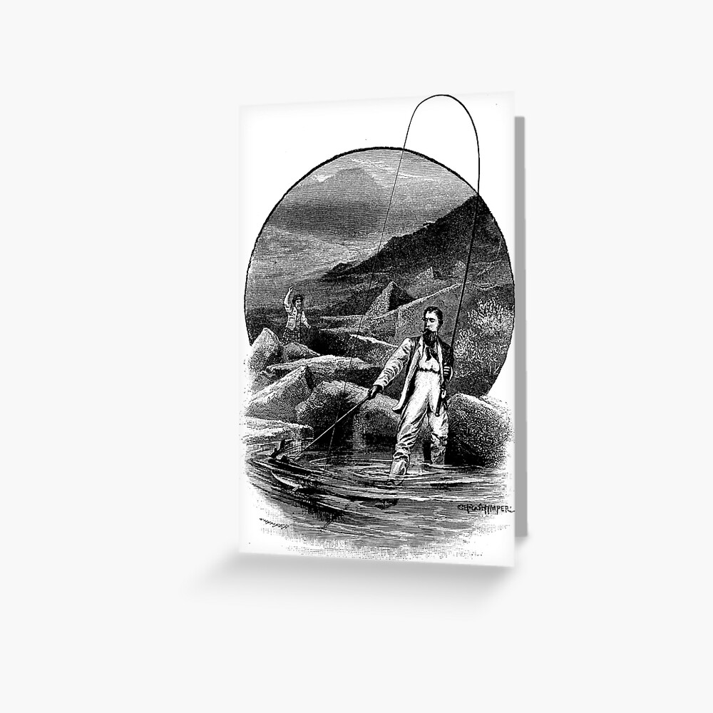 Fly fishing for salmon in Scotland, Victorian print Tote Bag for