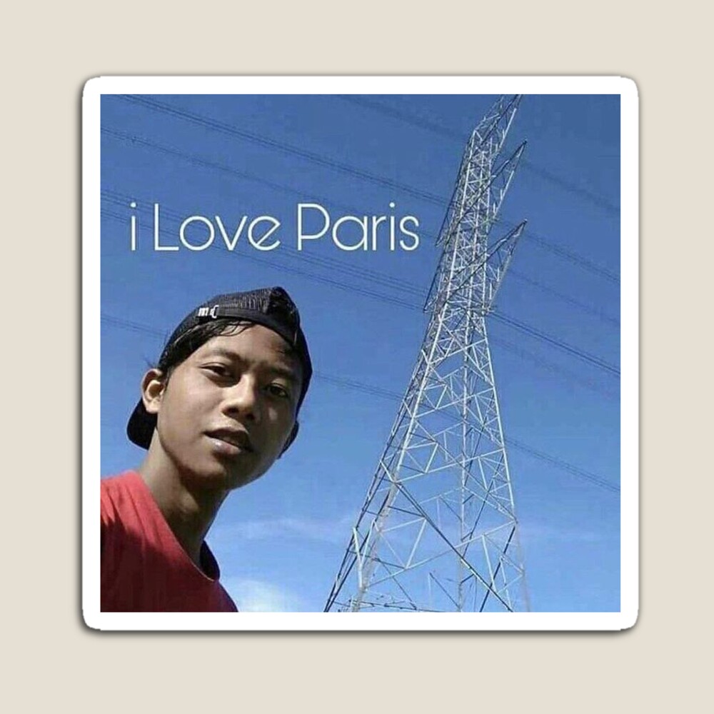 I love paris meme Pin for Sale by mystickerscool