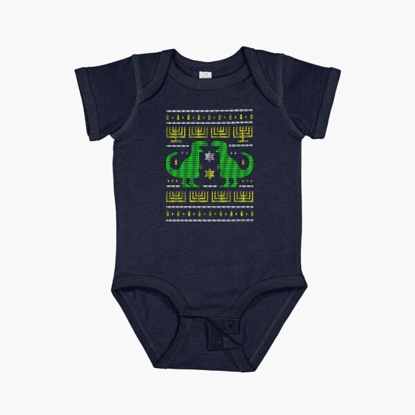Item preview, green dinosaur hanukkah ugly sweater  designed and sold by Gossip Rag.