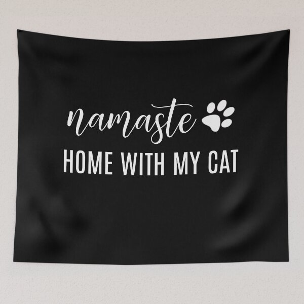 Item preview, Namaste Home With My Cat White Text designed and sold by ClassySassyCats.