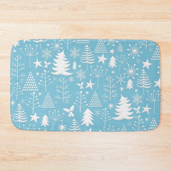 Item preview, White Christmas Trees on Polar Blue designed and sold by WisdomInspired.