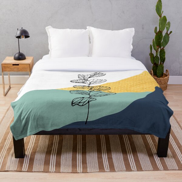 Item preview, Abstract shapes with black line art eucalyptus leaves digital design illustration  designed and sold by MazeMazekeen.