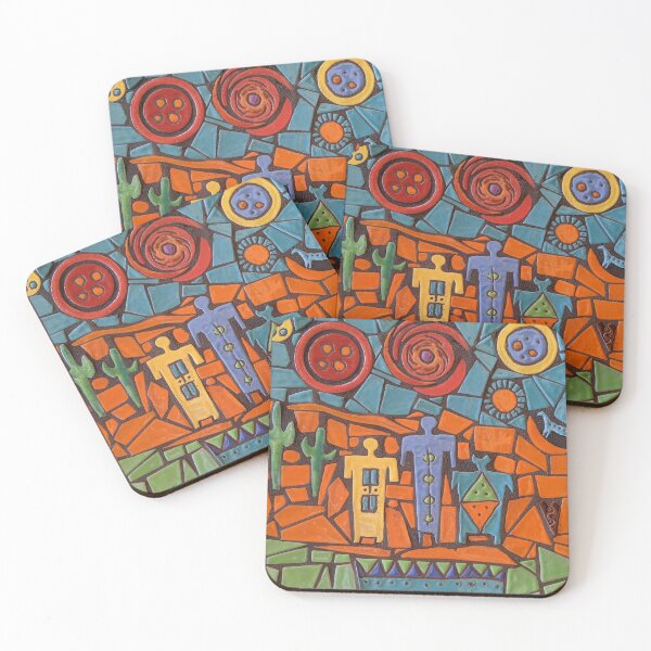 Item preview, "Antiquity"- hand-crafted tile mosaic southwest petroglyphs designed and sold by Knndydesertart.