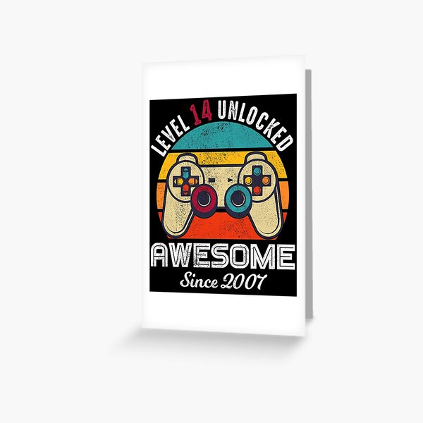 Level 14 Unlocked Birthday Awesome Since 2007 Greeting Card