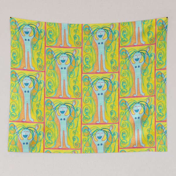 Item preview, Happy Woman in Blue designed and sold by JaySnellingArt.
