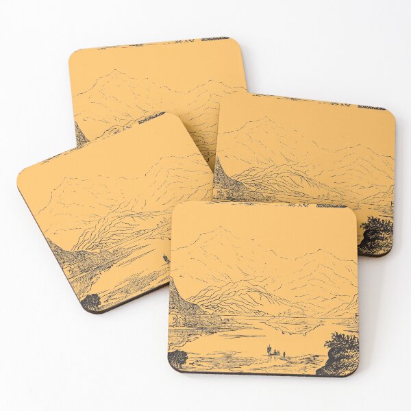Item preview, Black and Peach Mountain Scenery designed and sold by MariesDesigns11.