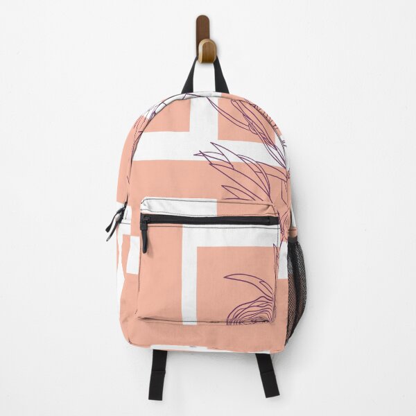 Artikelvorschau, Pastell staubige rosa abstrakte Quadrate mit lila Linie Kunst Blumen und Blätter digitale Design-Illustration entworfen und verkauft von Lilith-Designs.