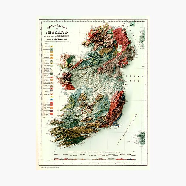 Item preview, 1926 Geological Relief Map of Ireland 3D digitally-rendered designed and sold by ThinkAboutMaps.