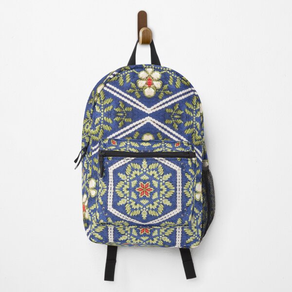 Item preview, Sandinavian embroidery blue, white and red flower and green leaves designed and sold by Digibee.