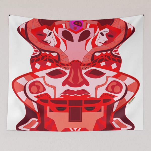 Item preview, the totem alien olmec head with mandala mayan pattern ecopop designed and sold by jorgelebeau.