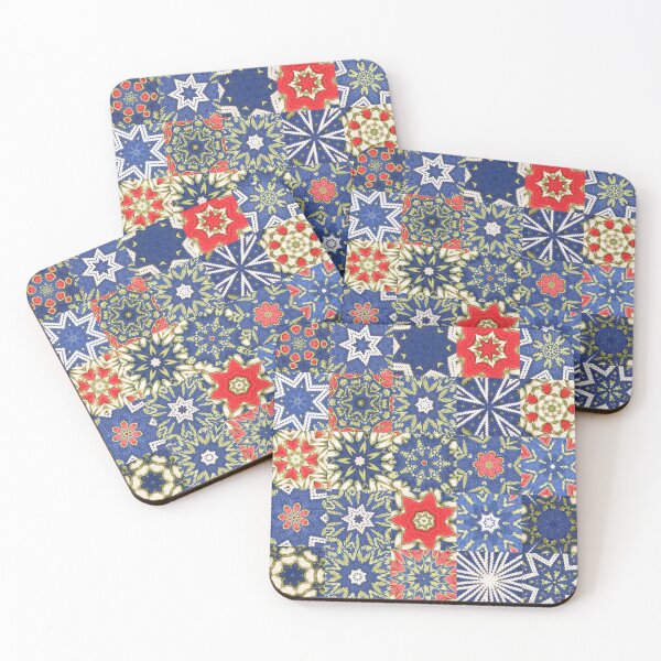 Item preview, Patchwork of a Sandinavian embroidery blue, white and red flower and green leaves designed and sold by Digibee.