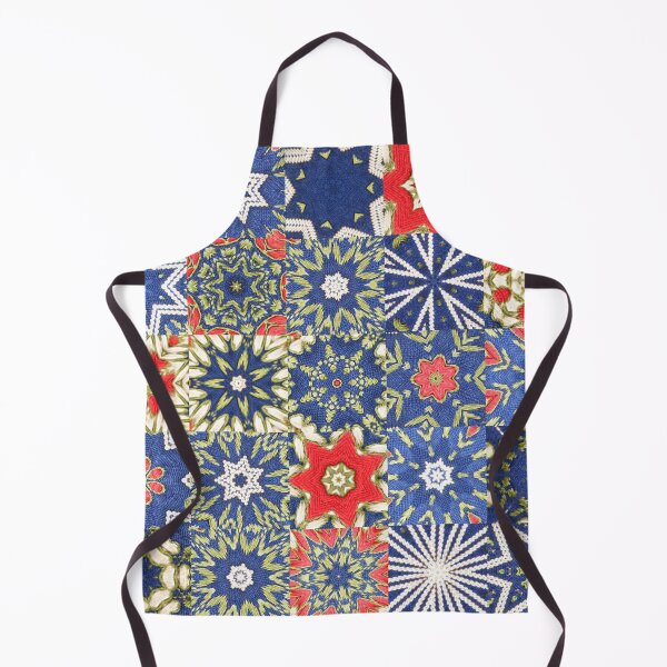 Item preview, Patchwork of a Sandinavian embroidery blue, white and red flower and green leaves designed and sold by Digibee.