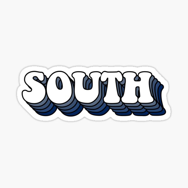 South Retro Text Sticker For Sale By Emilyawell Redbubble 1486