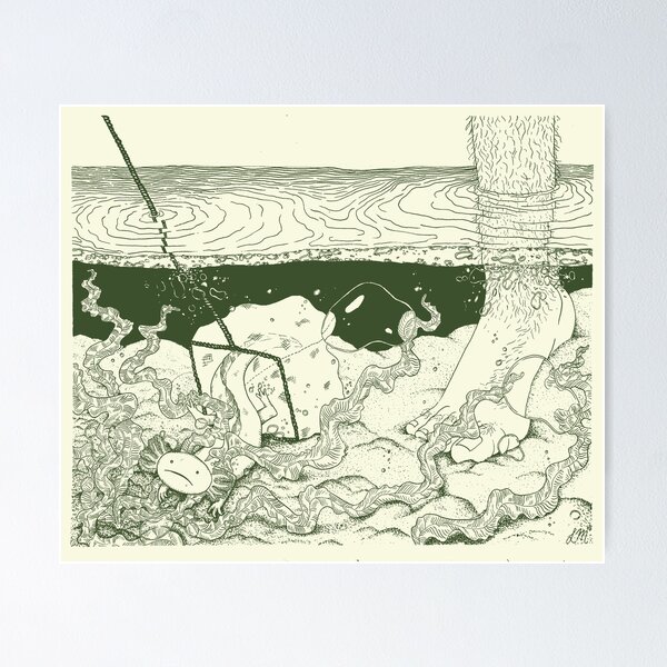 Item preview, Axolotl Escape Vintage Ink Print designed and sold by maeeflows.