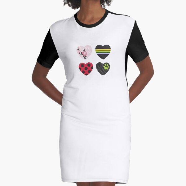Liebe quadratische Herzen T-Shirt Kleid