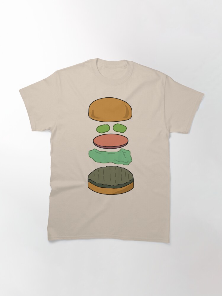 Thumbnail 2 of 7, Classic T-Shirt, "Deconstructed Burg" Deconstructed Burger Hamburger Lettuce Tomatoes Foodie Food Humor Silly Funny Pickles Bun designed and sold by CanisPicta.