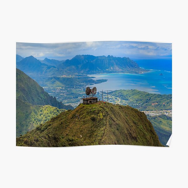 Aerial view of Haiku Stairs, in Honolulu Hawaii Poster