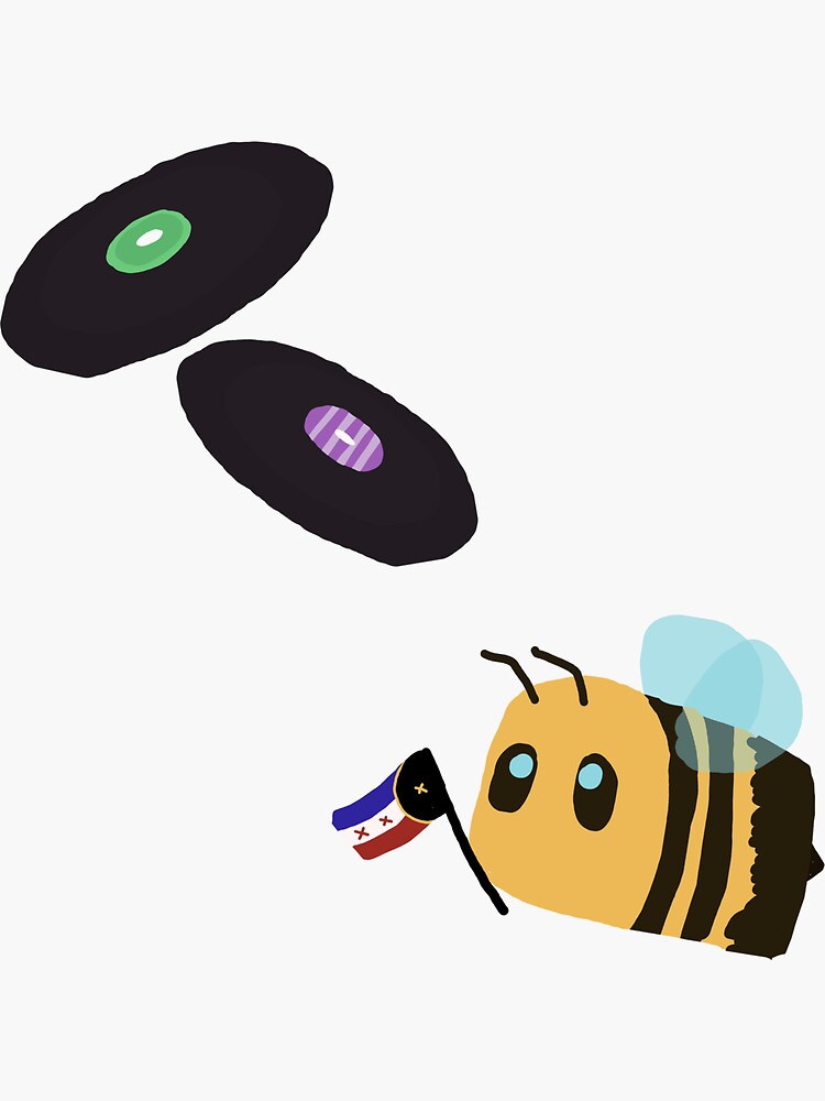 discs and bee with lmanburg flag dream smp sticker by