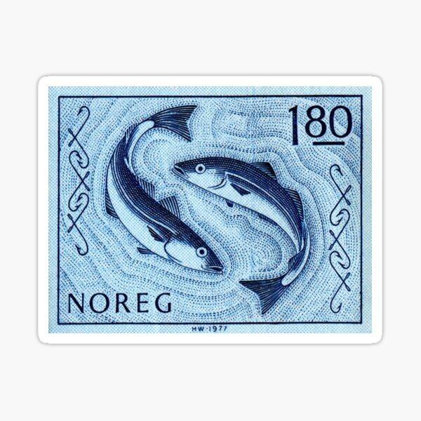 Aperçu de l'œuvre 1977 NORVÈGE Timbre-poste de pêche créée et vendue par retrographics.
