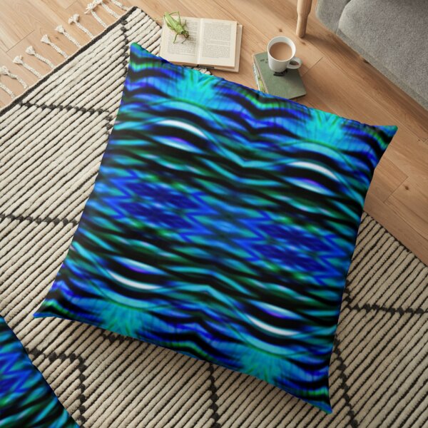 Blue Green Prism Interwoven Spectral Floor Pillow