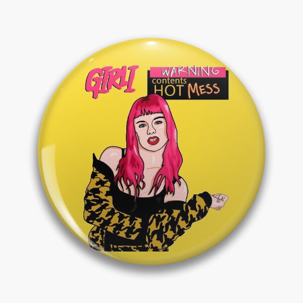 Item preview, GIRLI Hot Mess Caution Contents Hot Warning Odd One Out Yellow Pink Art designed and sold by bossyblondecow.