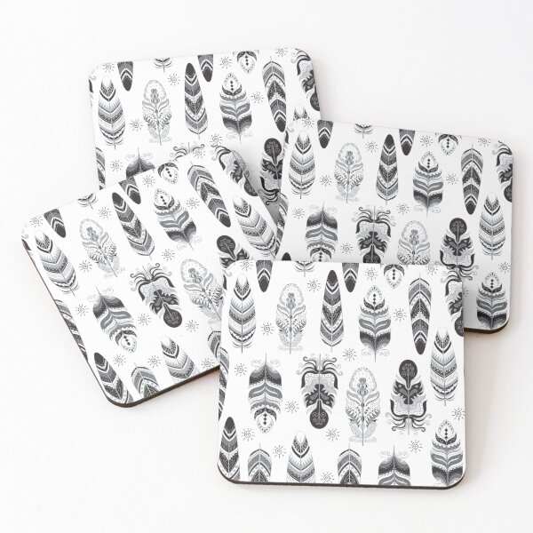 Item preview, Bohemian Feather Pattern Black and White designed and sold by AdventureTee.