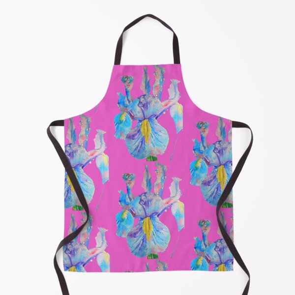 Item preview, Iris Watercolor Painting - Blue with Raindrops - on Magenta Pink designed and sold by Sarah  Rajkotwala.