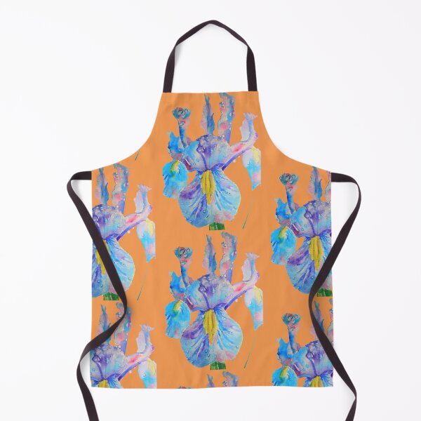 Item preview, Iris Watercolor Painting - Blue with Raindrops - on Orange designed and sold by Sarah  Rajkotwala.