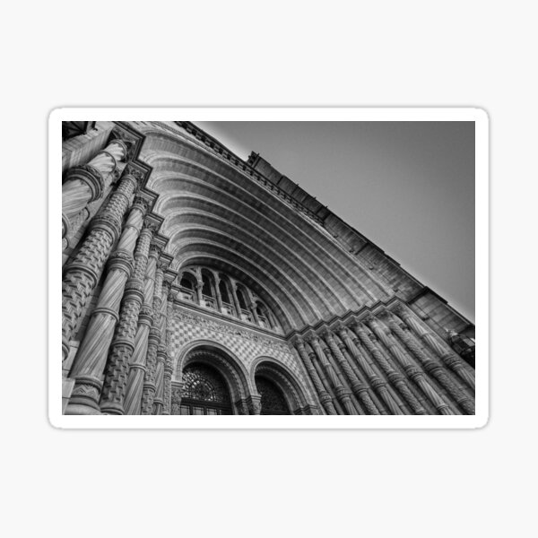 Museum entrance in black and white. Sticker