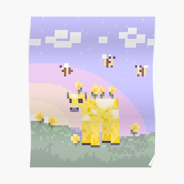 Minecraft Earth: Moobloom & Bees Portrait Poster