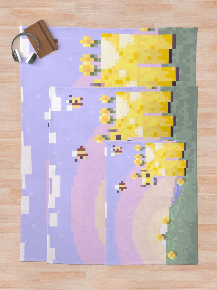"Minecraft Earth Moobloom & Bees Portrait" Throw Blanket for Sale by