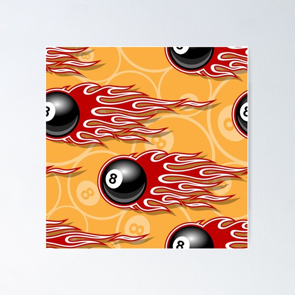 Item preview, Billar Black 8 Ball 8-Ball Pocket Pool Snooker Fuego llameante Rojo Hot Rod Flames designed and sold by Draculaura2009.