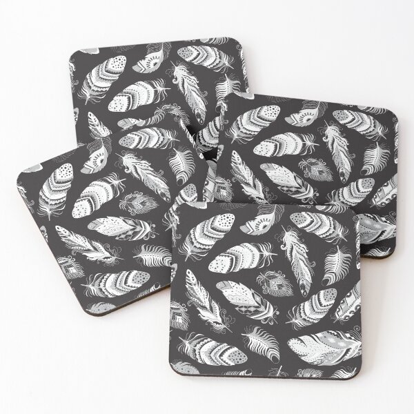 Item preview, Boho Feather Pattern Black and White designed and sold by AdventureTee.