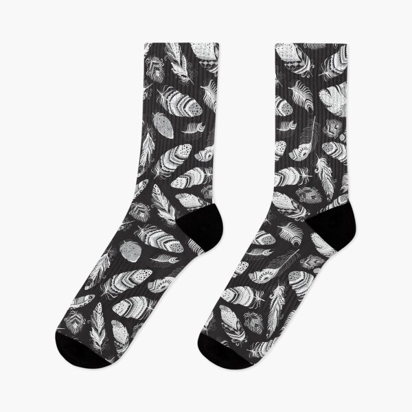 Item preview, Boho Feather Pattern Black and White designed and sold by AdventureTee.