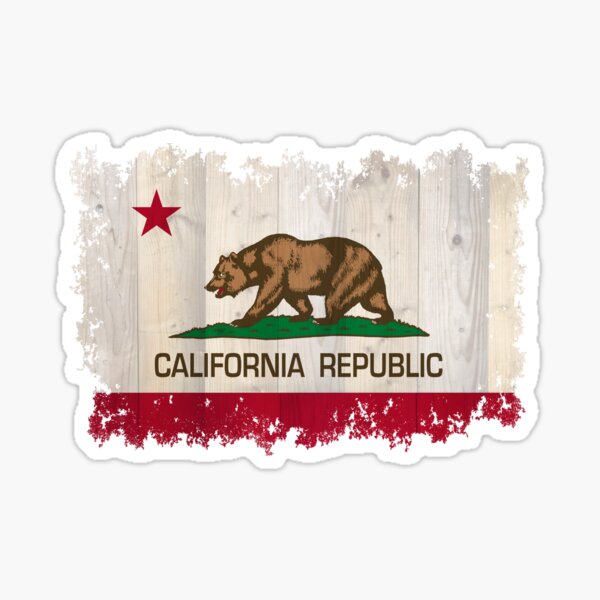 Item preview, California Republic state flag - distressed edges on spruce planks designed and sold by Bruiserstang.