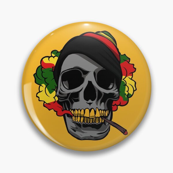 Item preview, Gray Skull Smoking Marijuana With Rastafarian Colored Smoke designed and sold by GanjaGrip.
