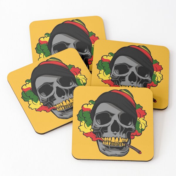 Item preview, Gray Skull Smoking Marijuana With Rastafarian Colored Smoke designed and sold by GanjaGrip.