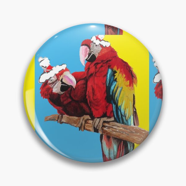 Item preview, Christmas Macaw - Here Comes Santa Macaws! - on Blue and Yellow designed and sold by Sarah  Rajkotwala.