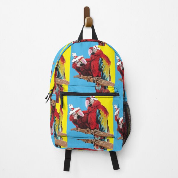 Item preview, Christmas Macaw - Here Comes Santa Macaws! - on Blue and Yellow designed and sold by Sarah Rajkotwala.